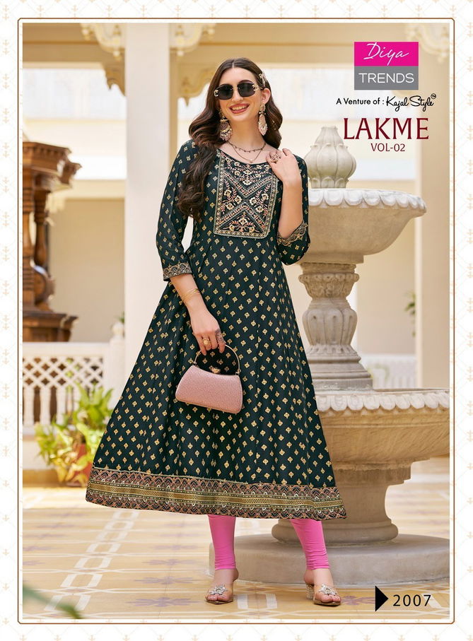 Lakme Vol 2 By Diya Trends Rayon Anarkali Kurtis Wholesale Price In Surat
